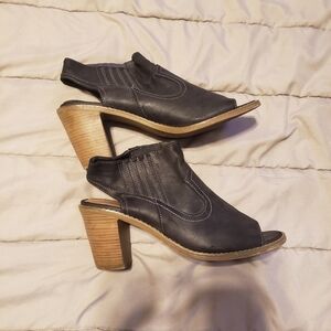 Maurices Blythe Women's OpenToe Black Bootie Stitched Heels 10